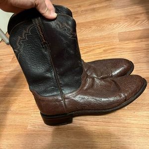 Men’s Lucchese Genuine Ostrich skin leather boots. Size 14 D Wide